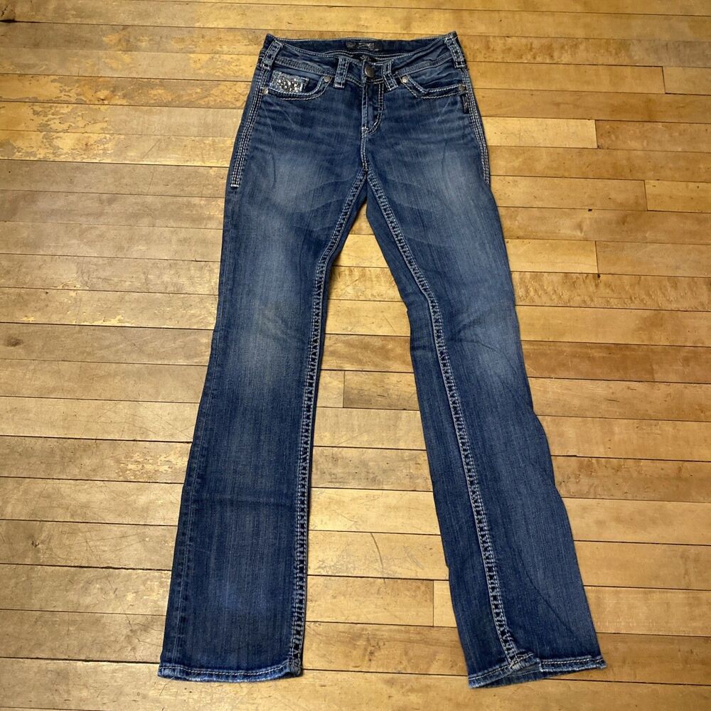 Silver Suki Jeans Women’s Size 25/33 Flap 17” Boot Cut Medium Wash
